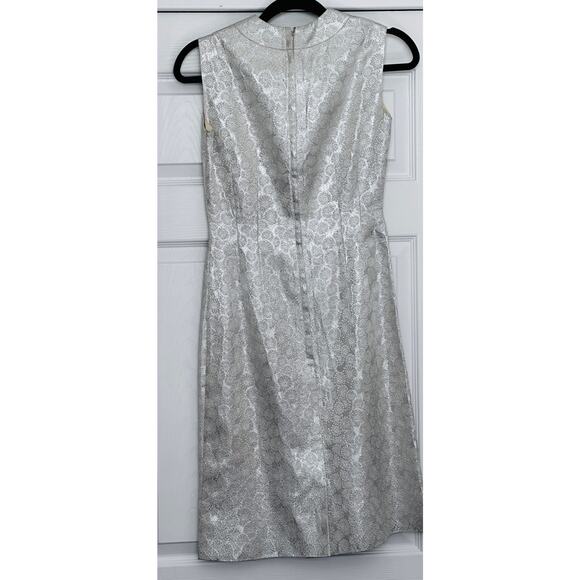 Vintage Silver Metallic starburst embossed back zip dress Monroe inspired - Picture 3 of 16